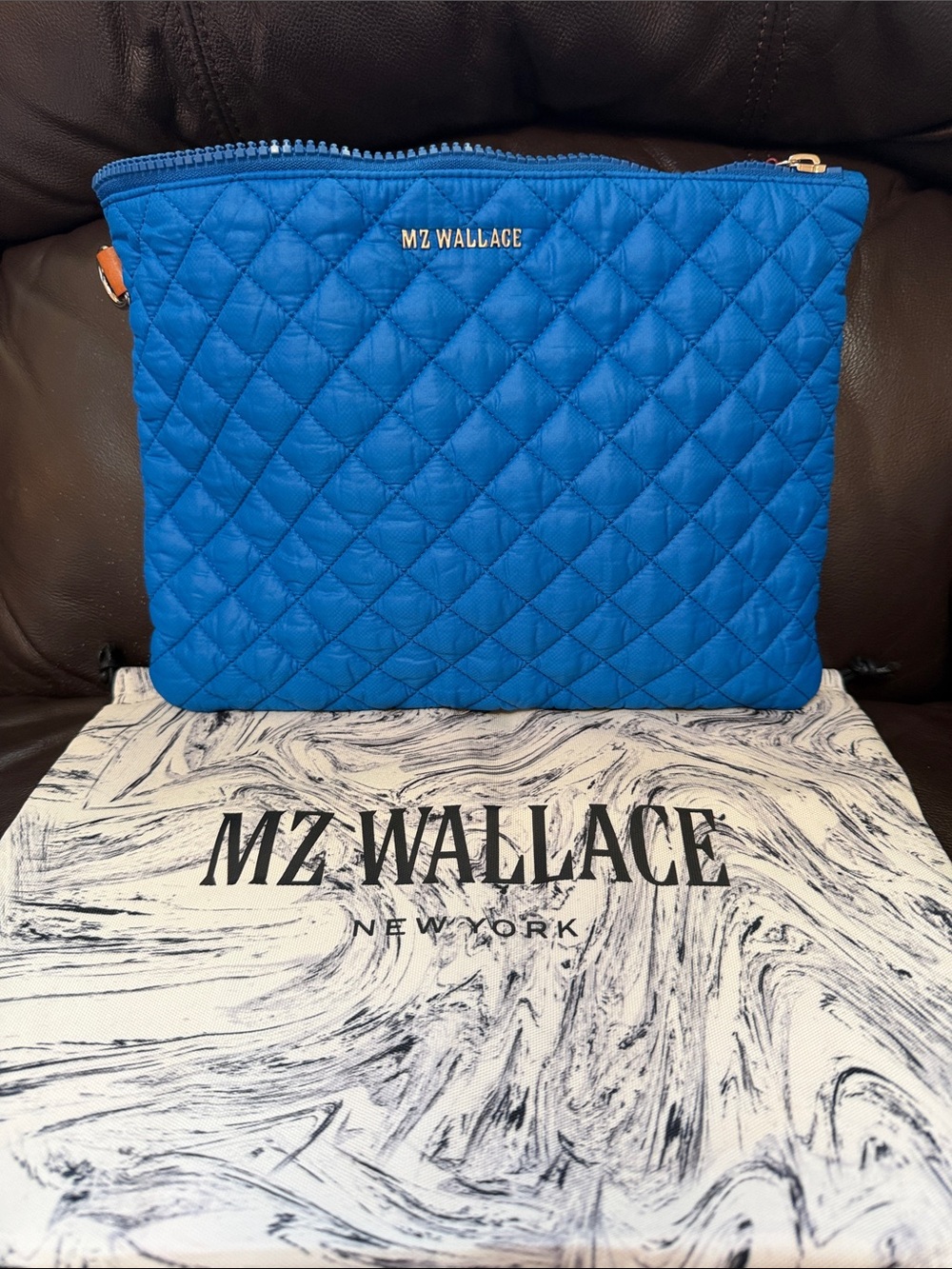 MZ WALLACE Quilted Nylon Pouch in Cobalt Blue